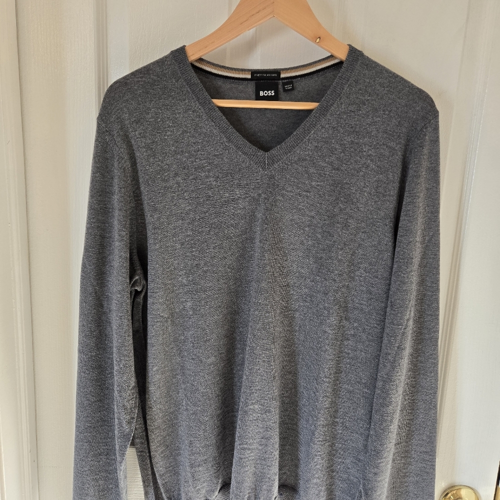 Hugo boss v neck sweater in Virgin wool